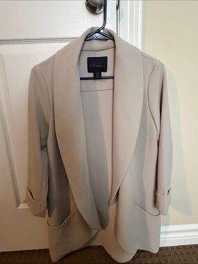 Open-Front Cream Blazer Coat